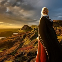 Song with traditional Irish instruments: fiddle, bodhrán, flute  and harp.